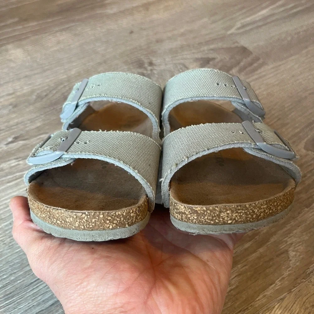 Birkenstock Arizona Kids‎ Vegan Light Green Canvas Unisex Big Kids 2-2.5 EU 33
